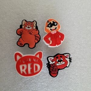 4pc Turning Red Croc Charm Jibbitz
